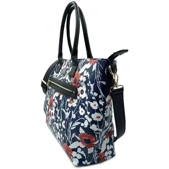 NWT Trina Turk Navy Floral Tote w/Adjustable‎ Strap - Picture 3 of 5
